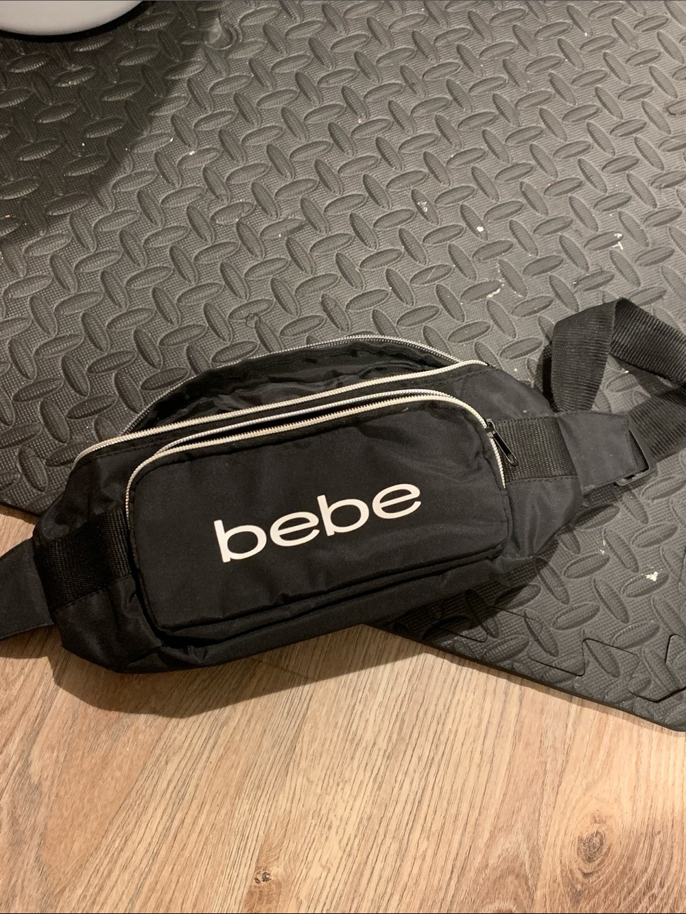 bebe Black Men's Belt Bag with White Logo